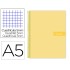 Cuaderno espiral liderpapel a5 micro crafty tapa forrada 120h 90 gr cuadro 5mm 5 bandas6 taladros color amarillo