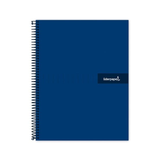 Cuaderno espiral liderpapel a5 micro crafty tapa forrada 120h 90 gr cuadro 5mm 5 bandas6 taladros color azul