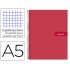 Cuaderno espiral liderpapel a5 micro crafty tapa forrada 120h 90 gr cuadro 5mm 5 bandas6 taladros color rojo