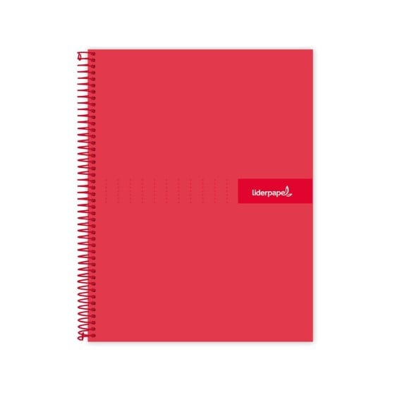 Cuaderno espiral liderpapel a5 micro crafty tapa forrada 120h 90 gr cuadro 5mm 5 bandas6 taladros color rojo