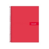 Cuaderno espiral liderpapel a5 micro crafty tapa forrada 120h 90 gr cuadro 5mm 5 bandas6 taladros color rojo