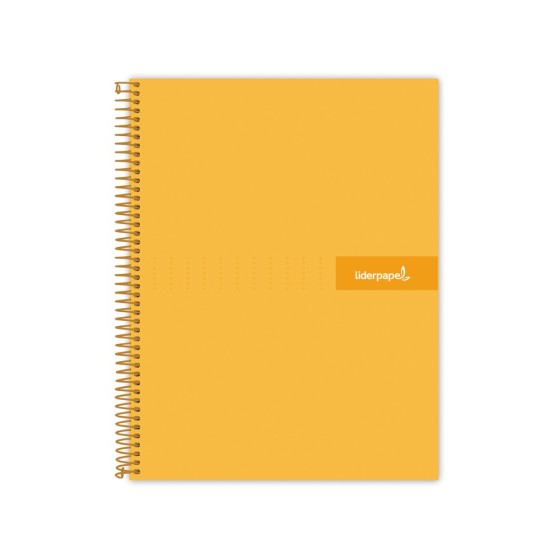 Cuaderno espiral liderpapel a5 micro crafty tapa forrada 120h 90 gr cuadro 5mm 5 bandas6 taladros color naranja