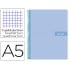 Cuaderno espiral liderpapel a5 micro crafty tapa forrada 120h 90 gr cuadro 5mm 5 bandas6 taladros color celeste