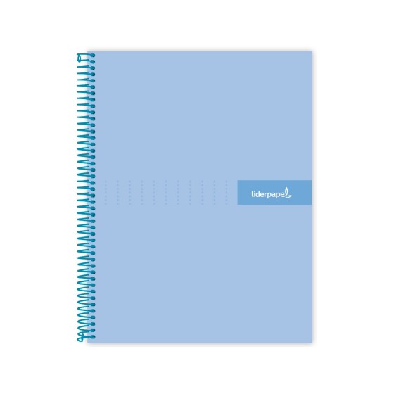 Cuaderno espiral liderpapel a5 micro crafty tapa forrada 120h 90 gr cuadro 5mm 5 bandas6 taladros color celeste