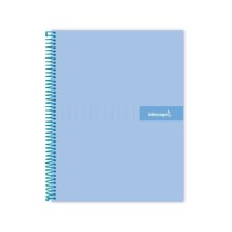 Cuaderno espiral liderpapel a5 micro crafty tapa forrada 120h 90 gr cuadro 5mm 5 bandas6 taladros color celeste