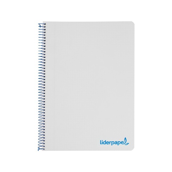 Cuaderno espiral liderpapel a5 micro wonder tapa plastico 120h 90g cuadro 5mm 5 bandas 6 taladros color gris