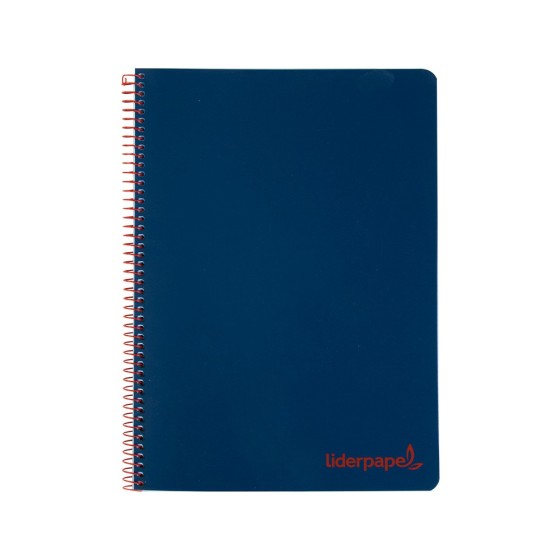Cuaderno espiral liderpapel a5 micro wonder tapa plastico 120h 90g cuadro 5mm 5 bandas 6 taladros color azul marino