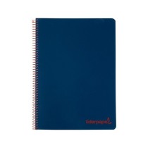 Cuaderno espiral liderpapel a5 micro wonder tapa plastico 120h 90g cuadro 5mm 5 bandas 6 taladros color azul marino