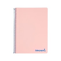 Cuaderno espiral liderpapel a5 micro wonder tapa plastico 120h 90g cuadro 5mm 5 bandas 6 taladros color rosa