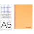 Cuaderno espiral liderpapel a5 micro wonder tapa plastico 120h 90g cuadro 5mm 5 bandas 6 taladros color naranja