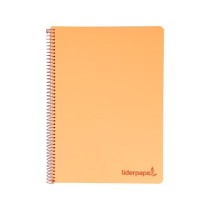 Cuaderno espiral liderpapel a5 micro wonder tapa plastico 120h 90g cuadro 5mm 5 bandas 6 taladros color naranja