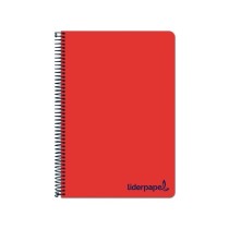 Cuaderno espiral liderpapel a4 micro wonder tapa plastico 120h 90 gr cuadro 5 mm 5 bandas 4 taladros color rojo