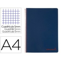 Cuaderno espiral liderpapel a4 micro wonder tapa plastico 120h 90 gr cuadro 5 mm 5 banda4 taladros color azul marino