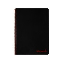Cuaderno espiral liderpapel a4 micro wonder tapa plastico 120h 90 gr cuadro 5 mm 5 bandas 4 taladros color negro
