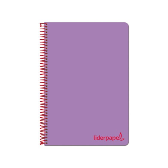 Cuaderno espiral liderpapel a4 micro wonder tapa plastico 120h 90 gr cuadro 5 mm 5 banda4 taladros color lila