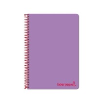 Cuaderno espiral liderpapel a4 micro wonder tapa plastico 120h 90 gr cuadro 5 mm 5 banda4 taladros color lila