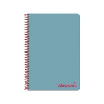 Cuaderno espiral liderpapel a4 micro wonder tapa plastico 120h 90 gr cuadro 5 mm 5 banda4 taladros color celeste