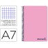 Cuaderno espiral liderpapel a7 micro wonder tapa plastico 100h 90 gr cuadro 5mm 4 bandas color rosa