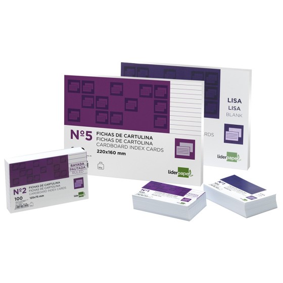 Ficha liderpapel lisa nº5 160x220mm paquete de 100 180g