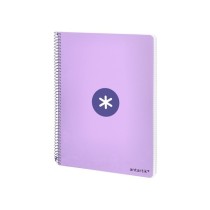 Cuaderno espiral liderpapel a4 micro antartik tapa dura 80h 100 gr cuadro 5 mm sin bandas 4 taladros color lavanda