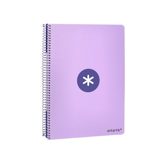 Cuaderno espiral liderpapel a4 micro antartik tapa dura 80h 100 gr cuadro 5 mm sin bandas 4 taladros color lavanda