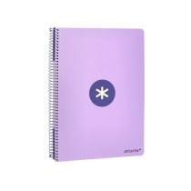 Cuaderno espiral liderpapel a4 micro antartik tapa dura 80h 100 gr cuadro 5 mm sin bandas 4 taladros color lavanda