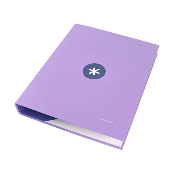 Carpeta liderpapel antartik a4 forrada 4 anillas 25 mm redondas color lavanda