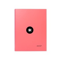 Carpeta liderpapel antartik a4 forrada 4 anillas 25 mm redondas color coral