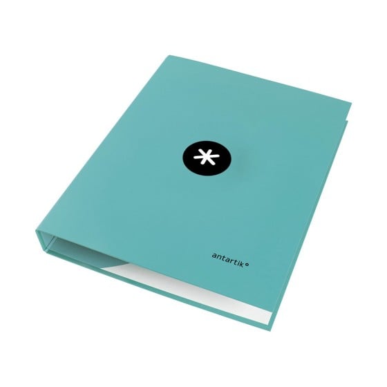 Carpeta liderpapel antartik a4 forrada 4 anillas 25 mm redondas color menta