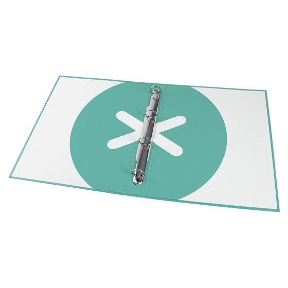 Carpeta liderpapel antartik a4 forrada 4 anillas 25 mm redondas color menta