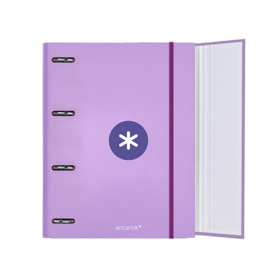 Carpeta con recambio liderpapel antartik a4 cuadro 5mm forrada 4 anillas 40mm redondas color lavanda
