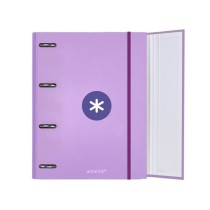 Carpeta con recambio liderpapel antartik a4 cuadro 5mm forrada 4 anillas 40mm redondas color lavanda