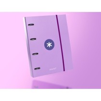 Carpeta con recambio liderpapel antartik a4 cuadro 5mm forrada 4 anillas 40mm redondas color lavanda