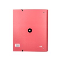 Carpeta con recambio liderpapel antartik a4 cuadro 5mm forrada 4 anillas 40mm redondas color coral