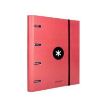 Carpeta con recambio liderpapel antartik a4 cuadro 5mm forrada 4 anillas 40mm redondas color coral