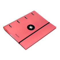 Carpeta con recambio liderpapel antartik a4 cuadro 5mm forrada 4 anillas 40mm redondas color coral