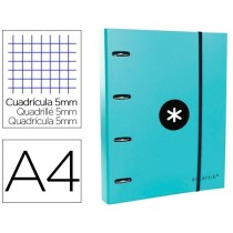 Carpeta con recambio liderpapel antartik a4 cuadro 5mm forrada 4 anillas 40mm redondas color menta