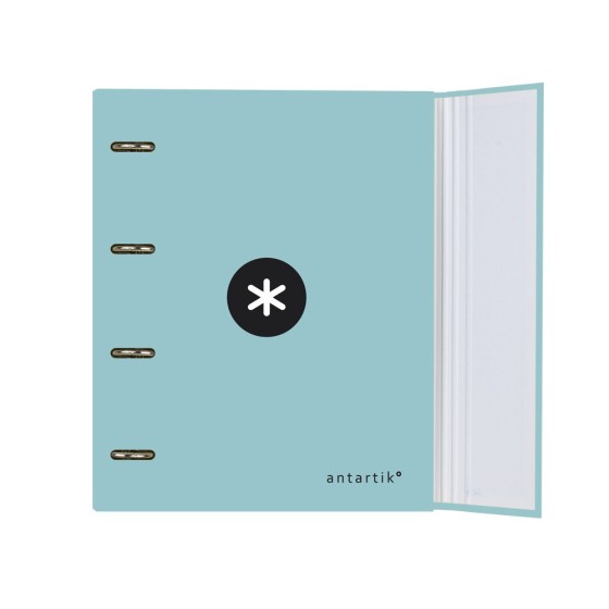 Carpeta con recambio liderpapel antartik a4 cuadro 5mm forrada 4 anillas 40mm redondas color menta