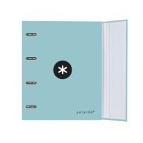 Carpeta con recambio liderpapel antartik a4 cuadro 5mm forrada 4 anillas 40mm redondas color menta