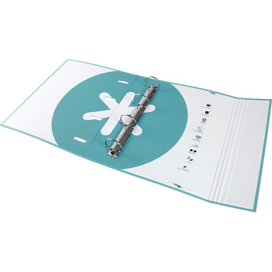 Carpeta con recambio liderpapel antartik a4 cuadro 5mm forrada 4 anillas 40mm redondas color menta