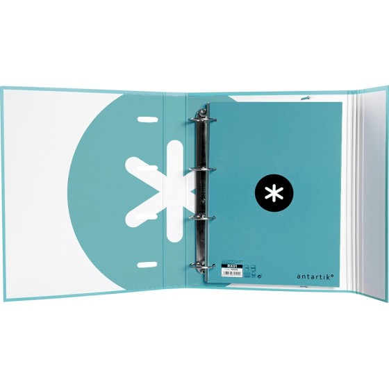 Carpeta con recambio liderpapel antartik a4 cuadro 5mm forrada 4 anillas 40mm redondas color menta