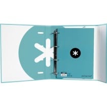 Carpeta con recambio liderpapel antartik a4 cuadro 5mm forrada 4 anillas 40mm redondas color menta