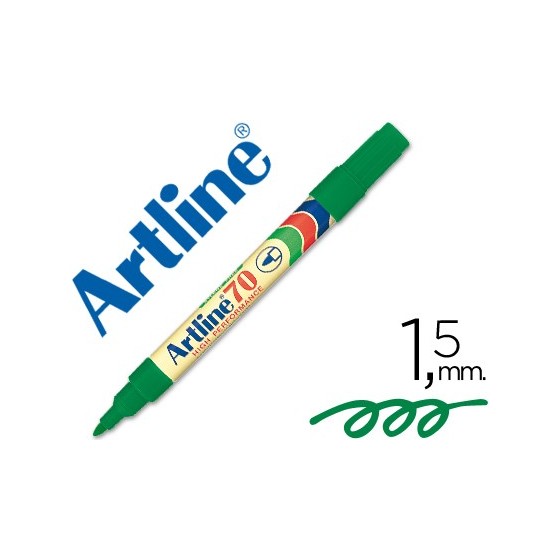 Rotulador artline marcador permanente ek-70 verde punta redonda 1.5 mm papel metal y cristal