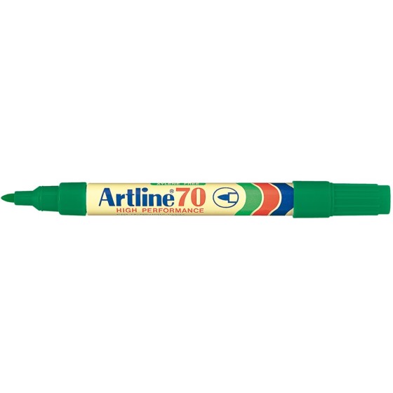 Rotulador artline marcador permanente ek-70 verde punta redonda 1.5 mm papel metal y cristal