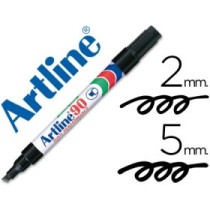 Rotulador artline marcador permanente ek-90 negro punta biselada 5 mm papel metal y cristal