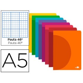 Libreta liderpapel 360 tapa de plastico a5 48 hojas 90g/m2 rayado nº 46 colores surtidos