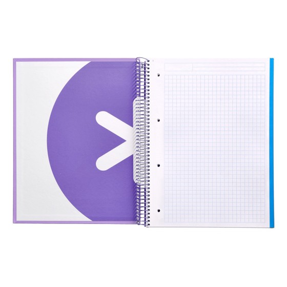 Cuaderno espiral liderpapel a4 micro antartik tapa forrada120h 100 gr cuadro 5mm 5 banda4 taladros color lavanda