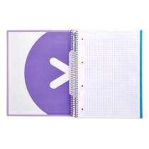 Cuaderno espiral liderpapel a4 micro antartik tapa forrada120h 100 gr cuadro 5mm 5 banda4 taladros color lavanda