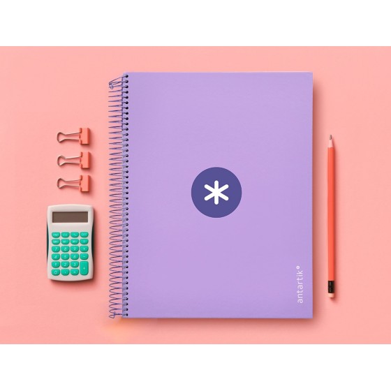 Cuaderno espiral liderpapel a4 micro antartik tapa forrada120h 100 gr cuadro 5mm 5 banda4 taladros color lavanda