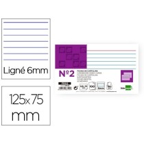 Ficha liderpapel rayada nº2 75x125 mm 180g/m2 paquete de 100 unidades